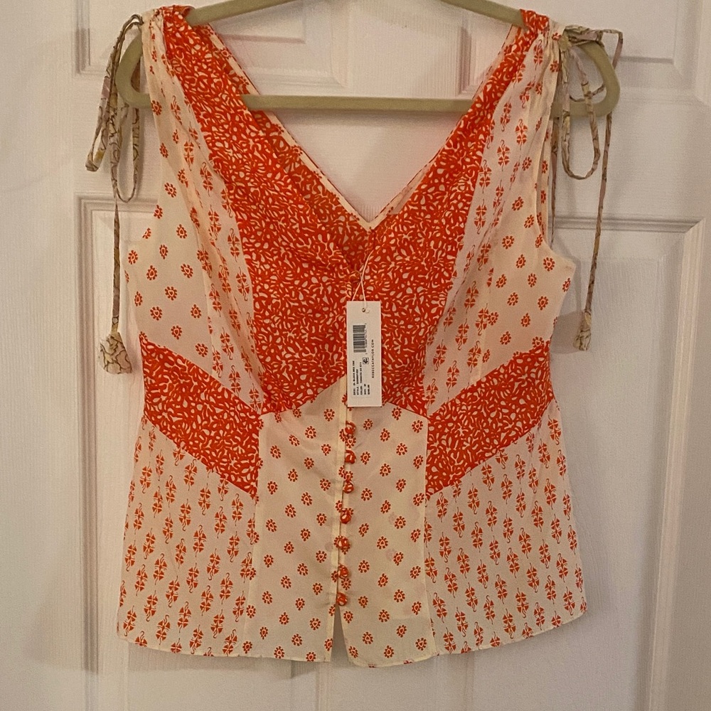 Rebecca Taylor Red and White Floral Blouse